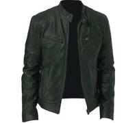 Lay U Home Men's Winter Business Warm Zippered Cardigan with Pocket Detail,PU Leather Stand Collar Slim Fit Jacket-Versatile for Business Casual,Outdoor,Hiking,Cycling,Sports,Commuting,Work