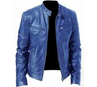 Lay U Home Men's Winter Business Warm Zippered Cardigan with Pocket Detail,PU Leather Stand Collar Slim Fit Jacket-Versatile for Business Casual,Outdoor,Hiking,Cycling,Sports,Commuting,Work