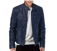 Lay U Home Men's Winter Business Warm Zippered Cardigan with Pocket Detail,PU Leather Stand Collar Slim Fit Jacket-Versatile for Business Casual,Outdoor,Hiking,Cycling,Sports,Commuting,Work