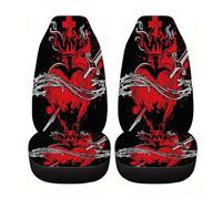 Lay U Home Set of 2 Sacred Heart Sword Car Seat Covers Designed for Front Seats Featuring a High Back Style Made of Polyester