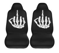 Lay U Home Skeleton Middle Finger Print 2 Pieces Covers Front Car Seat Animal Protector Cushion Cover Saddle Comfort Covers Fit Most Car