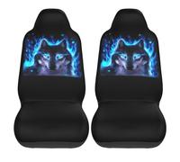 Lay U Home The Wolf with Blue Flames Front Seat Cover 2 Pcs Animal Vehicle Seat Protector Mat Covers Fit Most Cars Sedan SUV Van