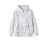 Lay U Home Tie-Dye Dirty Style Hooded Sweater Autumn Winter Youth Fake Two-Piece Fleece Lined Loose Fit Outerwear Street Fashion Coat with Comfortable Warm Inner Layer