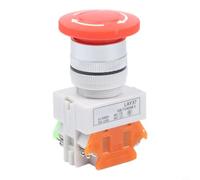 LAY37-11ZS Stop Push Button Switch for Red Mushroom Head 22mm DPST 1NO 1NC Latching Panel Mount for Industrial Machinery Control Safety Systems 73x37x30mm