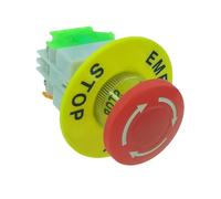 LAY37 Emergency Stop Mushroom Head 1NO 1NC, Emergency Stop Push Button Switch, Latching Self Lock