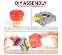 LAY6 Led button switch self reset Emergency stop 22mm start DIY 1NO 1NC instantaneous button switch plastic head silver contact(NO LED,SELF-RESET_110V_1NO)