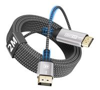 layajia 4K DisplayPort to HDMI Cable 2M, Uni-Directional DP to HDMI Male UHD 4K@30Hz/2K@60Hz/1080P@120Hz Nylon DP to HDTV Cord for Dell, Projector, Desktop, AMD, NVIDIA, Lenovo, HP, ThinkPad