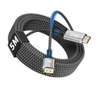 layajia 4K DisplayPort to HDMI Cable 5M, Uni-Directional DP to HDMI Male UHD 4K@30Hz/2K@60Hz/1080P@120Hz Nylon DP to HDTV Cord for Dell, Projector, Desktop, AMD, NVIDIA, Lenovo, HP, ThinkPad