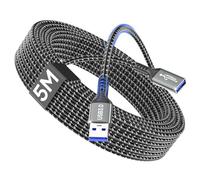 layajia USB 3.0 Extension Cable 5M, USBA Male to A Female USB Extension Cable, 5Gbps High Speed Transfer Extension Lead Compatible with Keyboard, Mouse, U Disk, Printer, Scanner, Gaming Controller