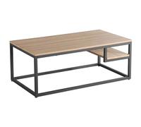 layan wooden coffee table with black metal frame in oak effect