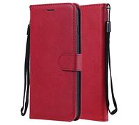 Laybomo Case for Huawei P8 lite/ALE-L21 Cover Case PU Leather Wallet Soft TPU Folio Slim Flip Case Stand Magnet ID Card Slot Protective Holster Case for Huawei P8 lite/ALE-L21, Business Series (Red)