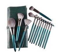 Layboo Makeup Brushes Set Professional 14 Pcs Wood Handle Makeup Brush Set with Foundation Concealer Blush Eyeshadow Brush Portable with PU Storage Bag （Turquoise）