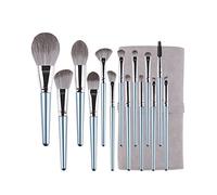 Layboo Makeup Brushes Set Professional 14 Pcs Wood Handle Makeup Brush Set with Foundation Concealer Blush Eyeshadow Brush Portable with PU Storage Bag(Silver Blue)