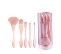 Layboo Mini Makeup Brushes Set Professional 5 Pcs Plastic Makeup Brush Set with Foundation Concealer Blush Eyeshadow Brush Portable with Storage Bucket