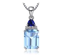 LAYCHEN 1.7ct Emerald Cut Sky Blue Topaz Created Sapphire 925 Sterling Silver Pendant Necklace For Woman