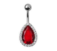 LAYCHEN 1pc 14g Red Cz Navel Piercing Belly Button Rings Dangle Bar Jewelry Prevent Allergy Belly Rings Jewelry