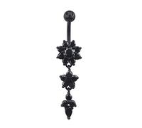 LAYCHEN 1pc Long Dangled Zircon Navel Piercing Flower Pendant Belly Button Rings Belly Piercing Body Jewelry Women Girls