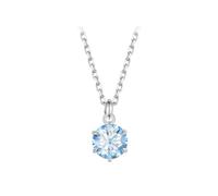 LAYCHEN 925 Sterling Silver 1ct Blue Moissanite Pendant Necklaces White Gold Engagement Jewelry