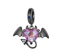 LAYCHEN 925 Sterling Silver Black Devil Pendant Charms Stone Heart Beads For Women Diy Jewelry Gift Making