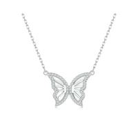 LAYCHEN 925 Sterling Silver Butterfly Pendant Necklace For Women Birthday Christmas Gift Pave Setting Cz Fine Jewelry
