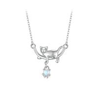 LAYCHEN 925 Sterling Silver Cat Necklace For Women Cat Jewelry Gifts Fashion Birthday Graduation Gift