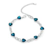 LAYCHEN 925 Sterling Silver Chain Bracelet For Women Wedding Engagement Statement Jewelry Blue Heart Jewelry