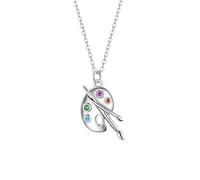 LAYCHEN 925 Sterling Silver Color Palette Necklace Chain Zircon Crystal Art Brush For Women Fine Statement Jewelry