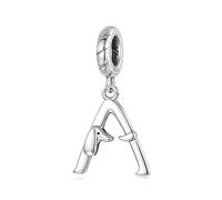 LAYCHEN 925 Sterling Silver Cute Dachshund Shaped Letter Charm Pendant For Charm Bracelet, Alphabet Initial Beads Jewelry