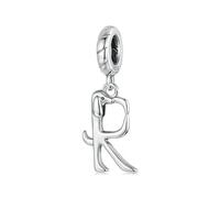 LAYCHEN 925 Sterling Silver Cute Dachshund Shaped Letter Charm Pendant For Charm Bracelet, Alphabet Initial Beads Jewelry