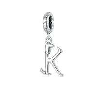 LAYCHEN 925 Sterling Silver Cute Dachshund Shaped Letter Charm Pendant For Charm Bracelet, Alphabet Initial Beads Jewelry