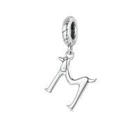 LAYCHEN 925 Sterling Silver Cute Dachshund Shaped Letter Charm Pendant For Charm Bracelet, Alphabet Initial Beads Jewelry