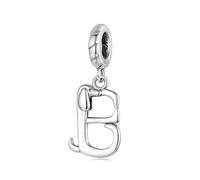 LAYCHEN 925 Sterling Silver Cute Dachshund Shaped Letter Charm Pendant For Charm Bracelet, Alphabet Initial Beads Jewelry