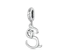 LAYCHEN 925 Sterling Silver Cute Dachshund Shaped Letter Charm Pendant For Charm Bracelet, Alphabet Initial Beads Jewelry