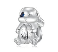 LAYCHEN 925 Sterling Silver Easter Rabbit With Egg Charm Bead Fit Original Bracelet Diy Jewelry Accessories Beads