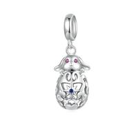 LAYCHEN 925 Sterling Silver Easter Rabbit With Egg Charm Bead Fit Original Bracelet Diy Jewelry Accessories Beads