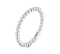 LAYCHEN 925 Sterling Silver Eternity Bead Wedding Band Ring, Minimalist Chic Jewelry Gift