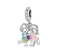 LAYCHEN 925 Sterling Silver Family Boy&girl Charm Pendant Fit Original Bracelet Diy Jewelry Accessories Beads