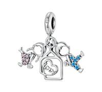 LAYCHEN 925 Sterling Silver Family Boy&girl Charm Pendant Fit Original Bracelet Diy Jewelry Accessories Beads