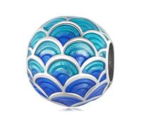 LAYCHEN 925 Sterling Silver Graduated Blue Chinese Dragon Scale Bead For Original Bracelet Bangle Unique Charm Jewelry