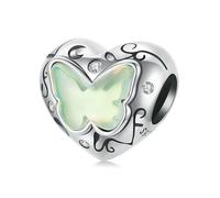 LAYCHEN 925 Sterling Silver Green Butterfly Charm Fit Original Bracelet Diy Jewelry Accessories Bead