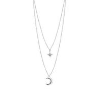 LAYCHEN 925 Sterling Silver Trendy Double Layer Zircon Star Moon Pendant Necklaces For Women Girl Clavicle Choker Chain Necklace