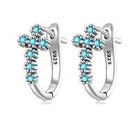 LAYCHEN 925 Sterling Silver Turquoise Cross Ear Buckles For Women Fine Jewelry U-shaped Hoop Stud Earrings Wedding Gift
