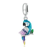 LAYCHEN 925 Sterling Silver Vivid Bright Parrot Pendant Fit For Charms Bracelet & Bangle Dainty Bird Charms Women Fine Jewelry