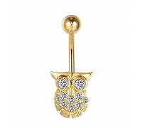 LAYCHEN Auspicious Animal Body Decorations Red Zircon Eye Owl Belly Button Ring 1.6mm 12mmnavel Piercing Barbell