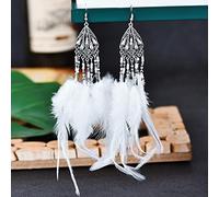 LAYCHEN Bohemian Vintage Long White Feather Earrings For Women Ethnic Temperament Gold Color Chain Tassel Earrings Boho Wedding Jewelry