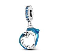 LAYCHEN Cute Blue Dolphin Pendants Bracelet Fit Women Charms Jewelry Party Beads Diy Fine Accessories Gifts