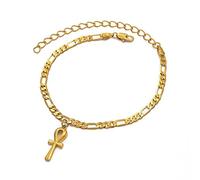 LAYCHEN Egyptian Ankh Cross Anklet For Woman Gold Color African Charms Foot Jewelry Girls Egypt Hieroglyphs Crux Ansata