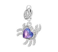 LAYCHEN Heart-shaped Zirconium Inlaid Crab Charm Beads Pendant Women Jewelry Party Bracelets Diy Fine Gifts