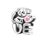 LAYCHEN New Bear Pink Love Charms Beads Jewelry Fit Original 925 Bracelet Diy For Woman Fine Jewelry Beads Gift