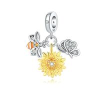 LAYCHEN New Christmas Cute Cat Headset & Bee Sunflower Fit Diy Original Bracelet Pendant Women Jewelry